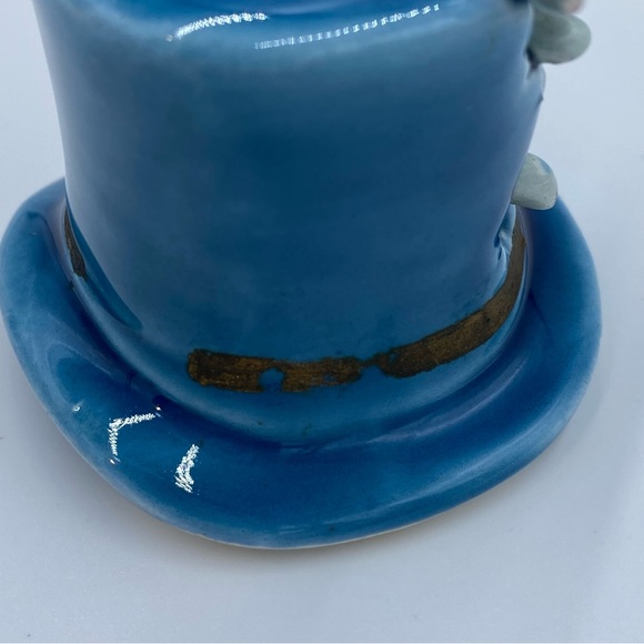 Vintage 70s W. N. CO. Ceramics Gray Mouse Blue Top Hat Toothpick Holder Japan - Picture 12 of 14